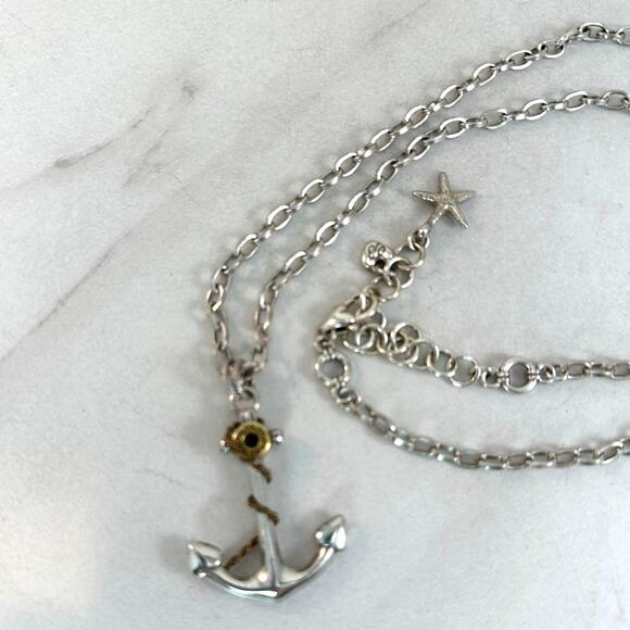 Brighton Silver Anchor Long Nautical Charm Necklace - Picture 3 of 5